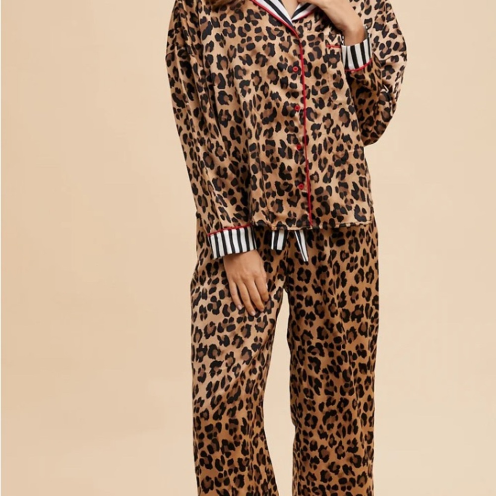 Brown and Black Leopard Print Pajama Set - Picture 12 of 14